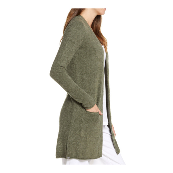 Barefoot Dreams Sweaters - Barefoot Dreams Heather Cocoa-taupe Open Front Long weekend Cardigan sweater XS